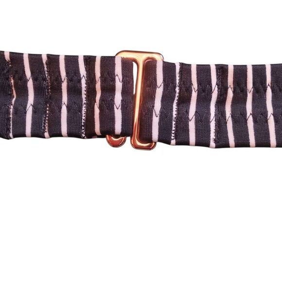 Shade & Shore Twist Front Molded Cup Black And White Striped Bikini Swimsuit Top - Picture 3 of 6